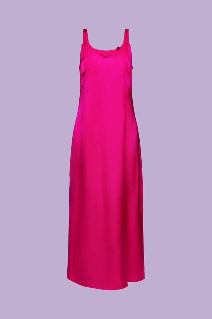 Sukienka midi na ramiączkach z satyny, PINK FUCHSIA, detail image number 6