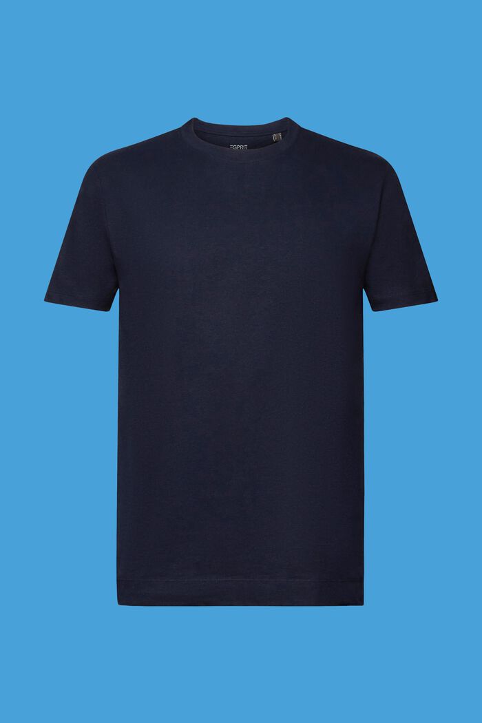 T-shirt z mieszanki lnu i bawełny, NAVY, detail image number 6
