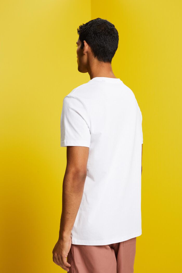 T-shirt z dekoltem w serek, bawełna pima, WHITE, detail image number 3