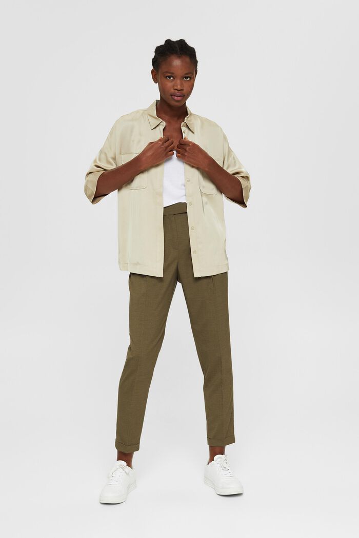 Bluzka koszulowa z LENZING™ ECOVERO™, DUSTY GREEN, detail image number 1