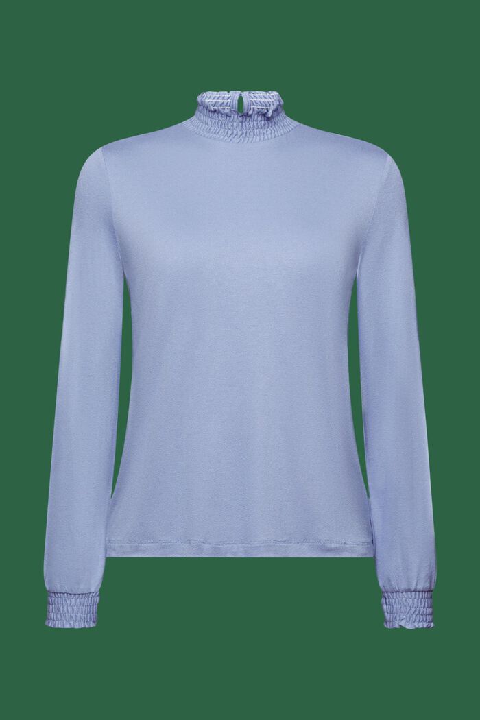 Bluzka z długim rękawem i marszczeniami, LENZING™ ECOVERO™, BLUE LAVENDER, detail image number 6