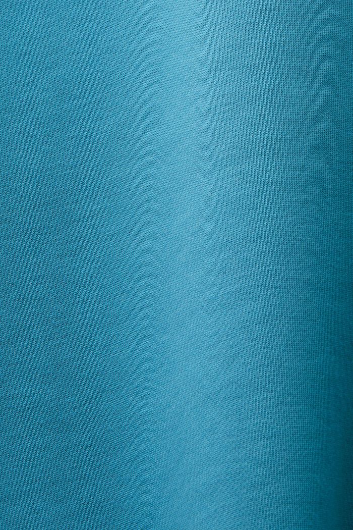 Bluza z okrągłym dekoltem i logo, z bawełny organicznej, DARK TURQUOISE, detail image number 4