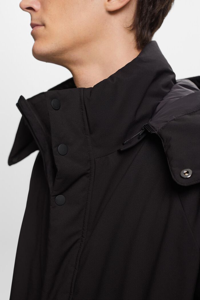 Puchowy płaszcz z kapturem, BLACK, detail image number 1