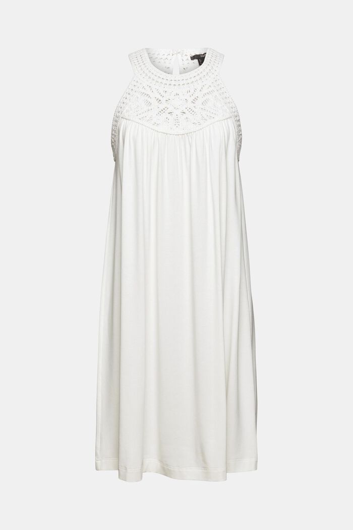 Sukienka z szydełkową koronką, OFF WHITE, overview