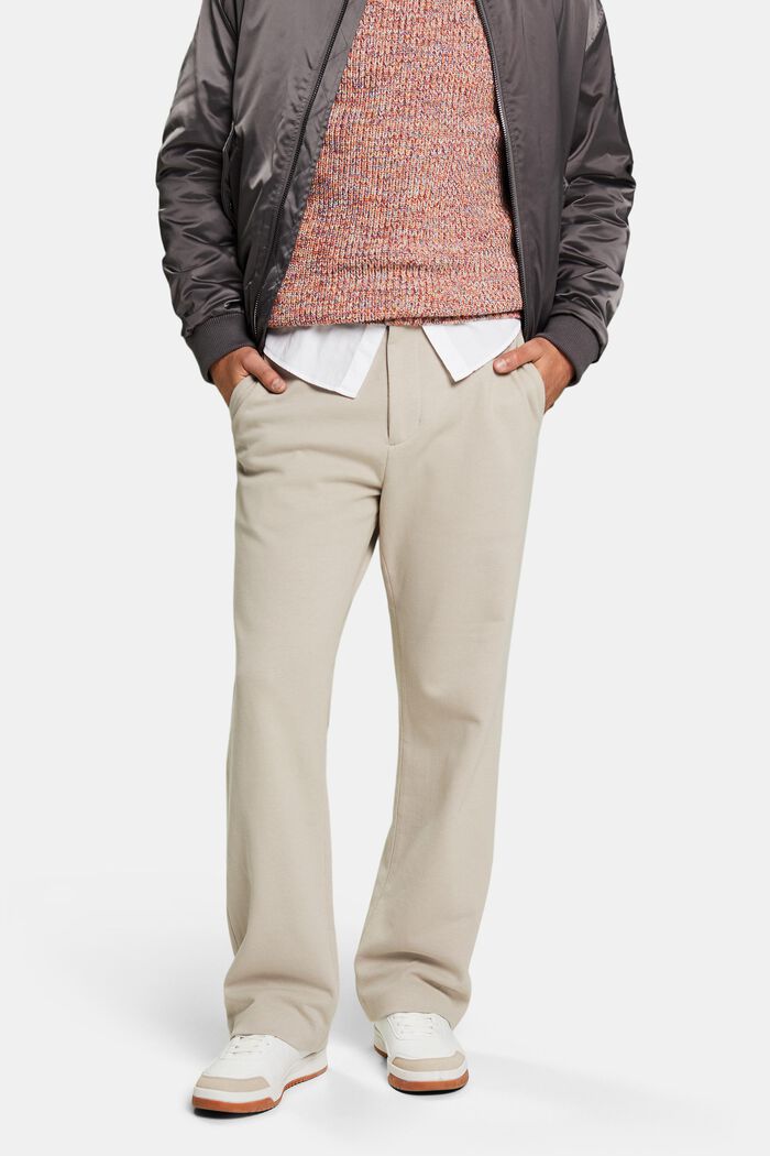 Dzianinowe spodnie z jerseyowej piki, BEIGE, detail image number 0