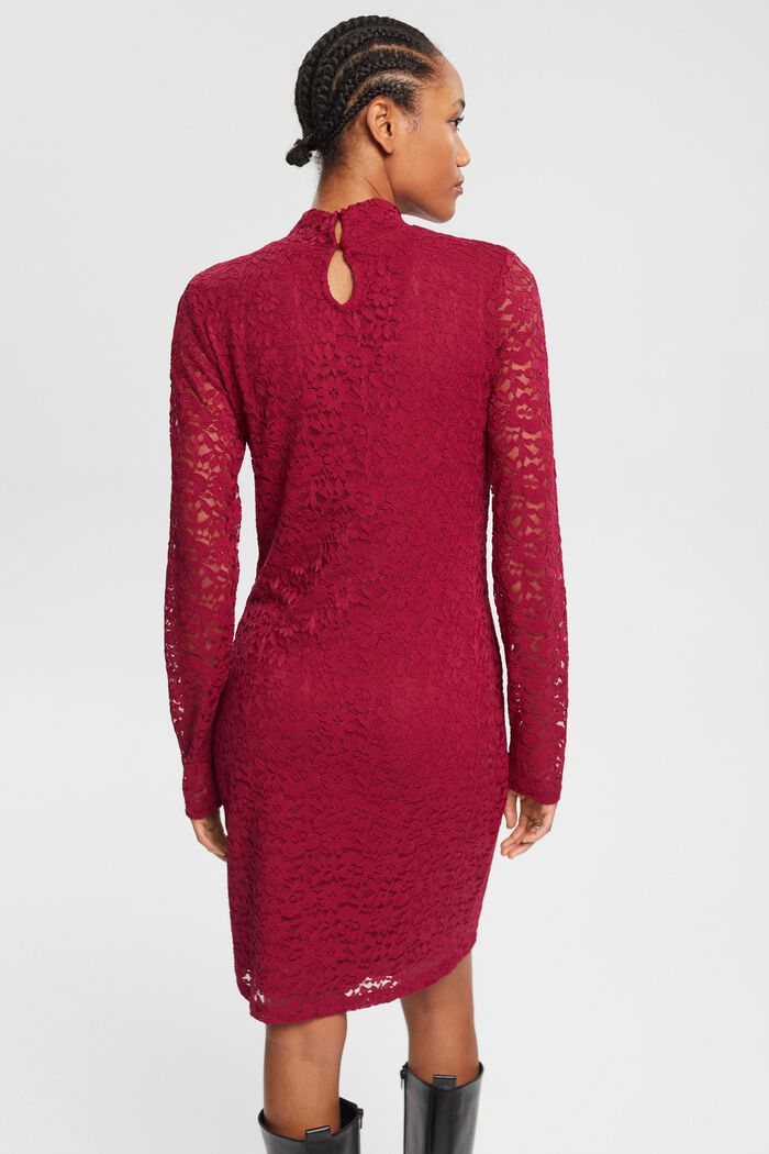 Sukienka mini z koronką, CHERRY RED, detail image number 3