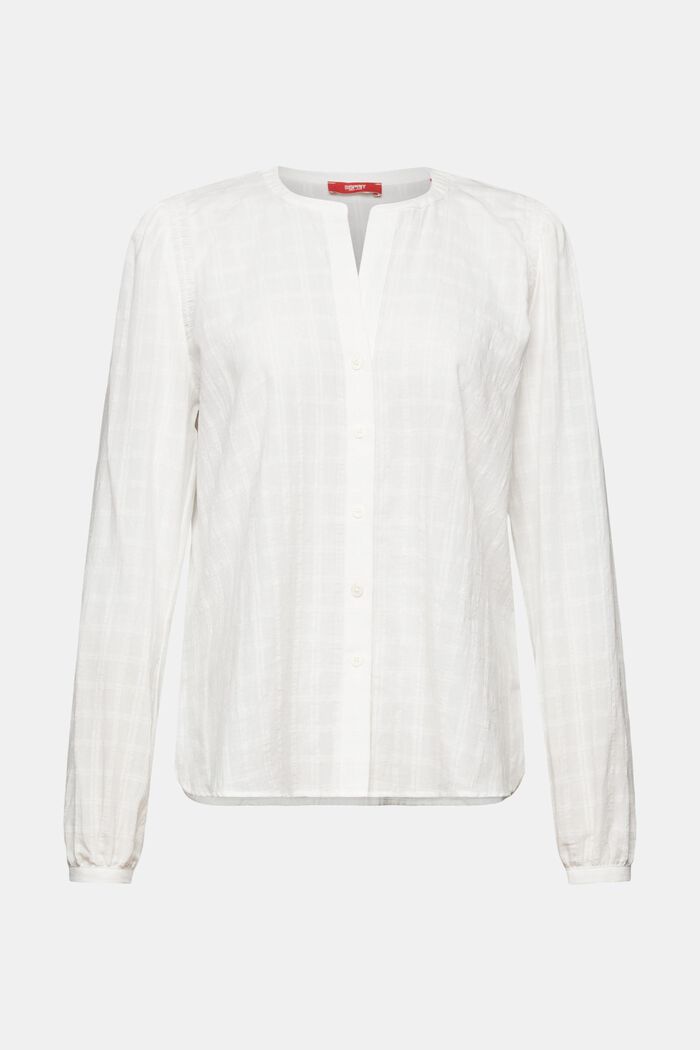 Fakturowana bluzka z bawełny, OFF WHITE, detail image number 6