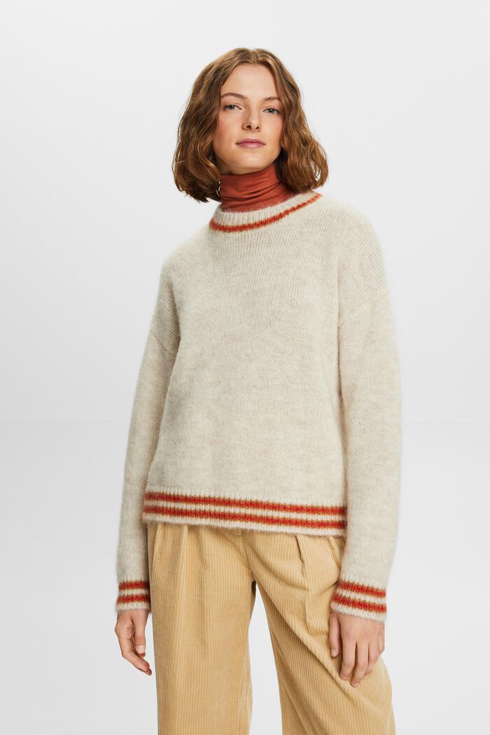 Sweter z mieszanki wełny i moheru, NEW CREAM BEIGE, detail image number 0