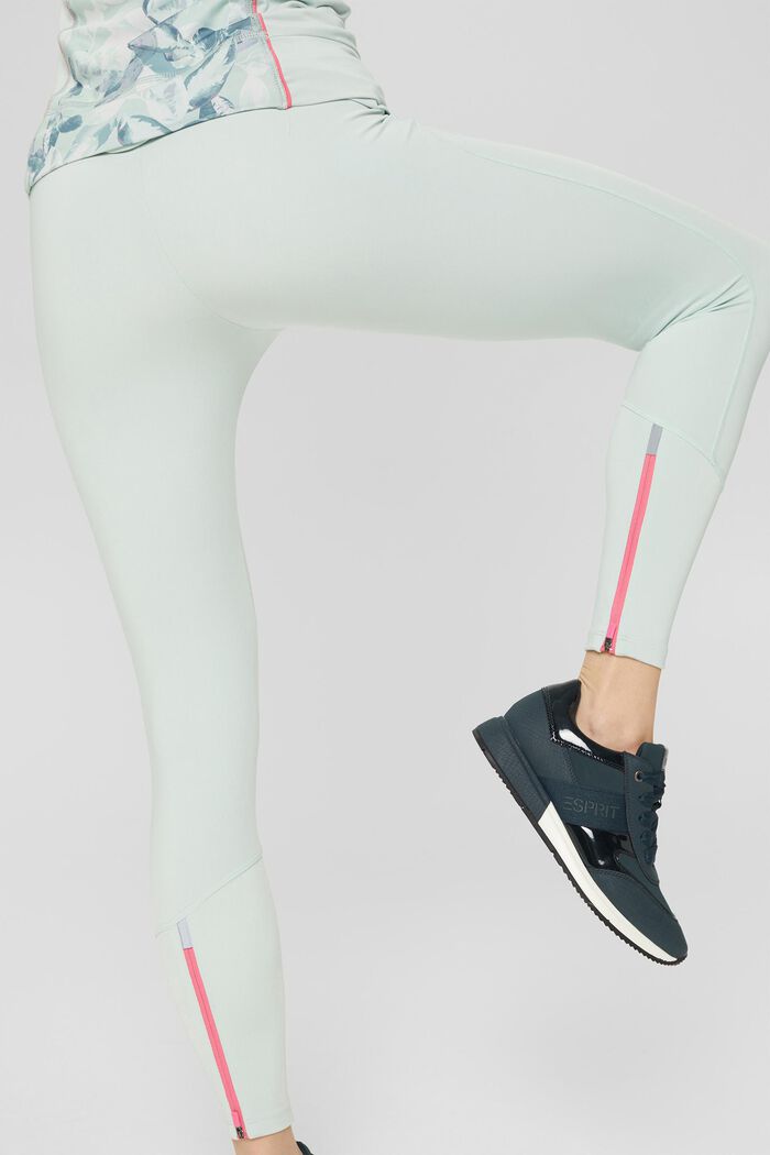 Z recyklingu: elastyczne legginsy z technologią E-Dry, PASTEL GREEN, detail image number 6