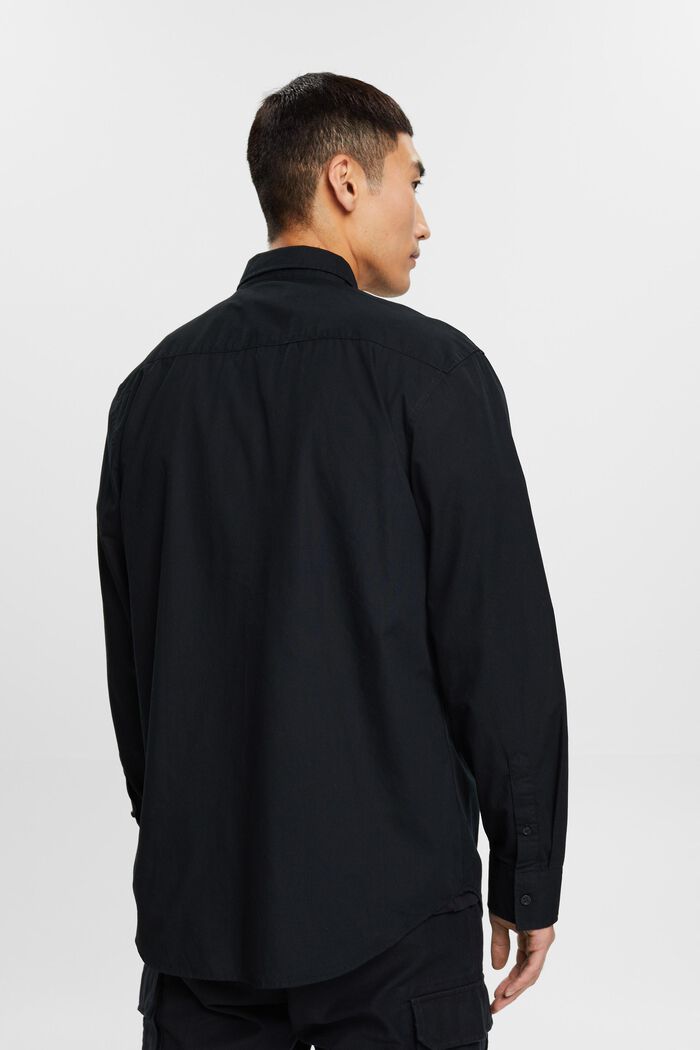 Popelinowa koszula z przypinanym kołnierzykiem, 100% bawełny, BLACK, detail image number 3