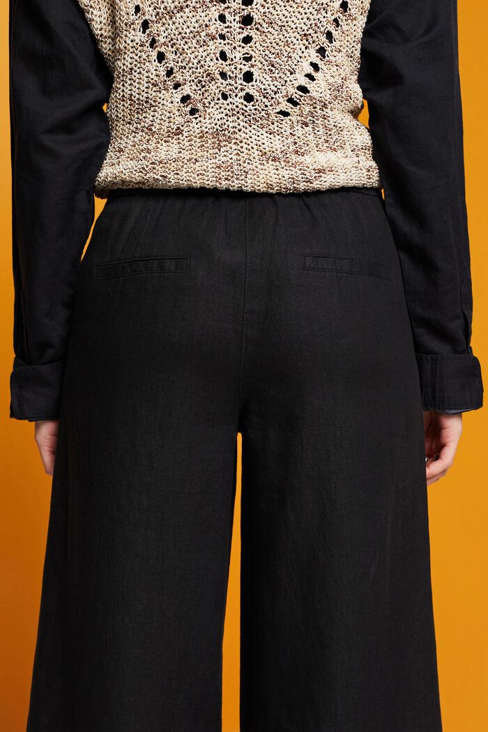 Szerokie lniane spodnie, BLACK, detail image number 2