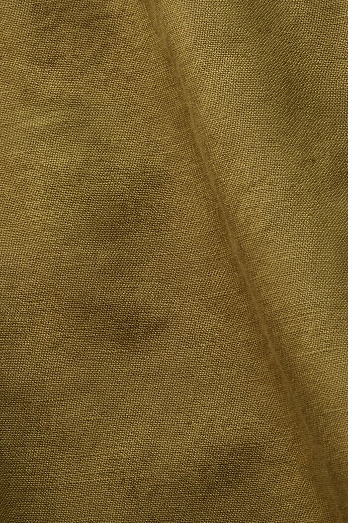 Szorty bermudy z bawełny i lnu, OLIVE, detail image number 6