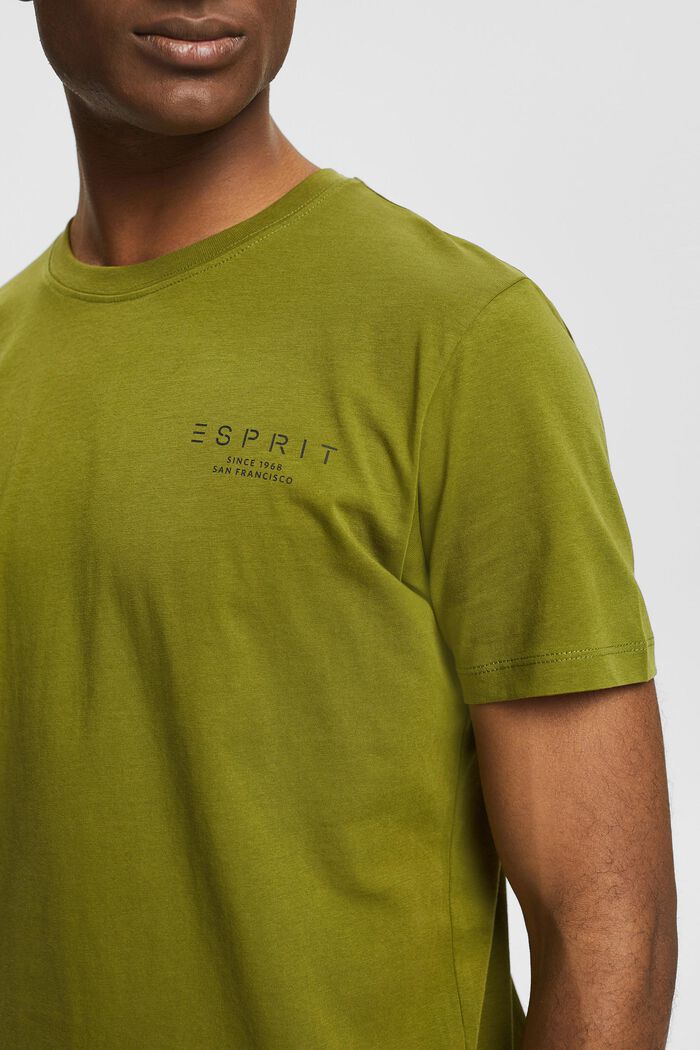 T-shirt z dżerseju z nadrukiem z logo, LEAF GREEN, detail image number 0