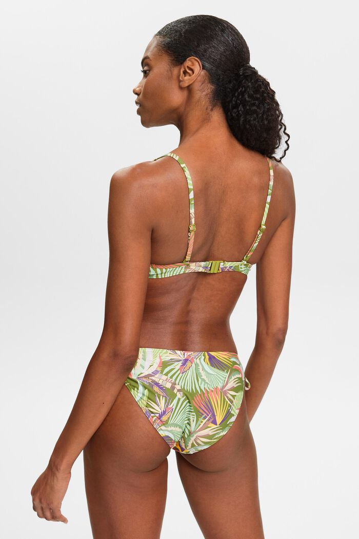 Wyściełany top bikini z fiszbinami i nadrukiem, DARK GREEN, detail image number 3