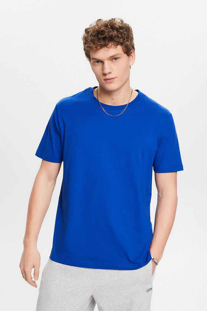 T-shirt z okrągłym dekoltem z dżerseju, BRIGHT BLUE, detail image number 0