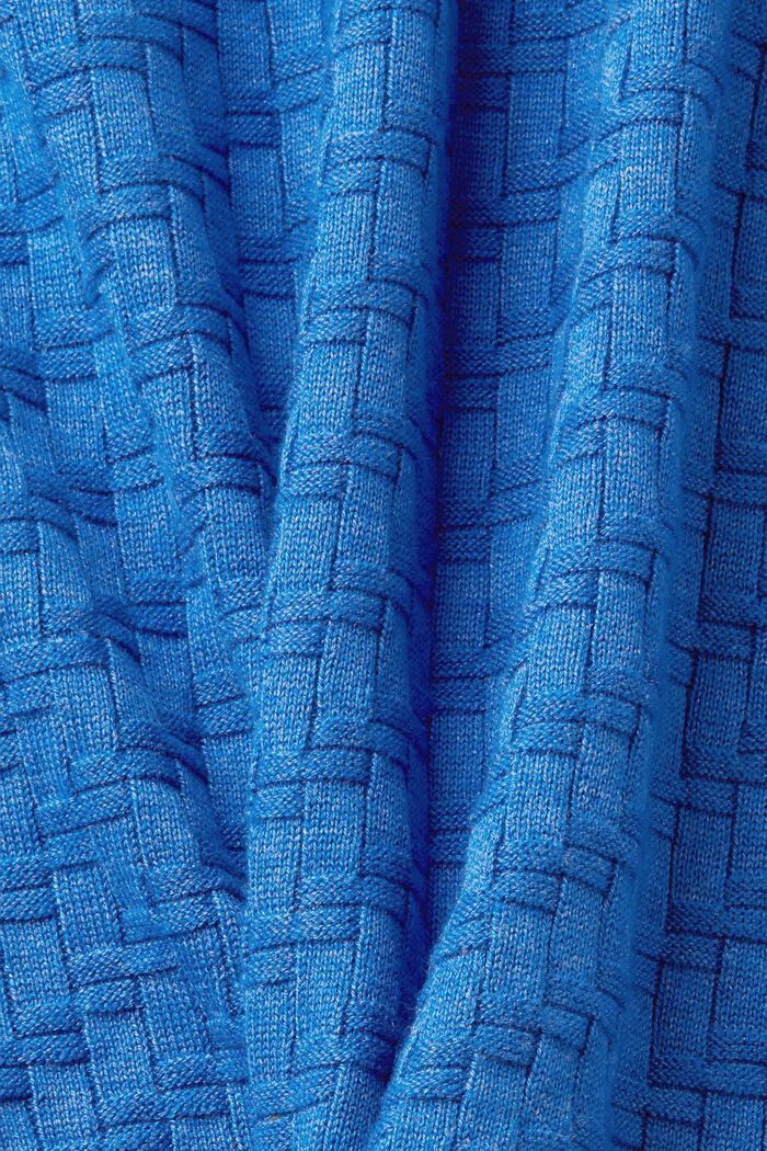 Sweter z okrągłym dekoltem z fakturą, BLUE, detail image number 6