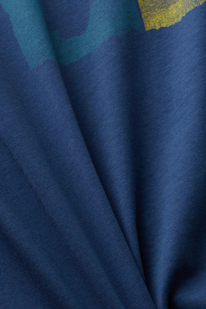 Bluzka z długim rękawem i nadrukiem na piersi, PETROL BLUE, detail image number 5