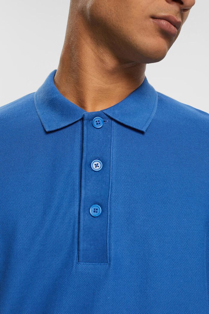 Koszulka polo z długim rękawem z piki, BLUE, detail image number 0