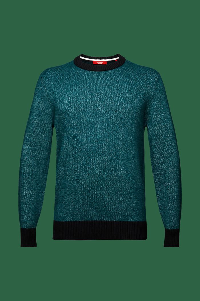Sweter z okrągłym dekoltem z mieszanki wełnianej, EMERALD GREEN, detail image number 5