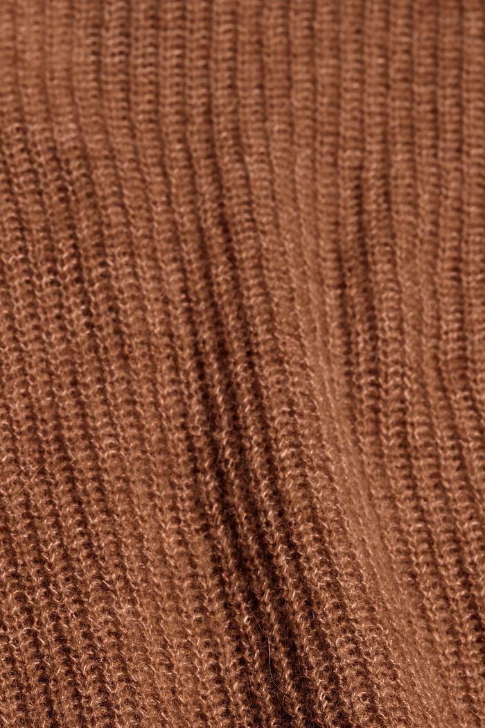 Z alpaką: sweter z dekoltem w serek, CARAMEL, detail image number 4