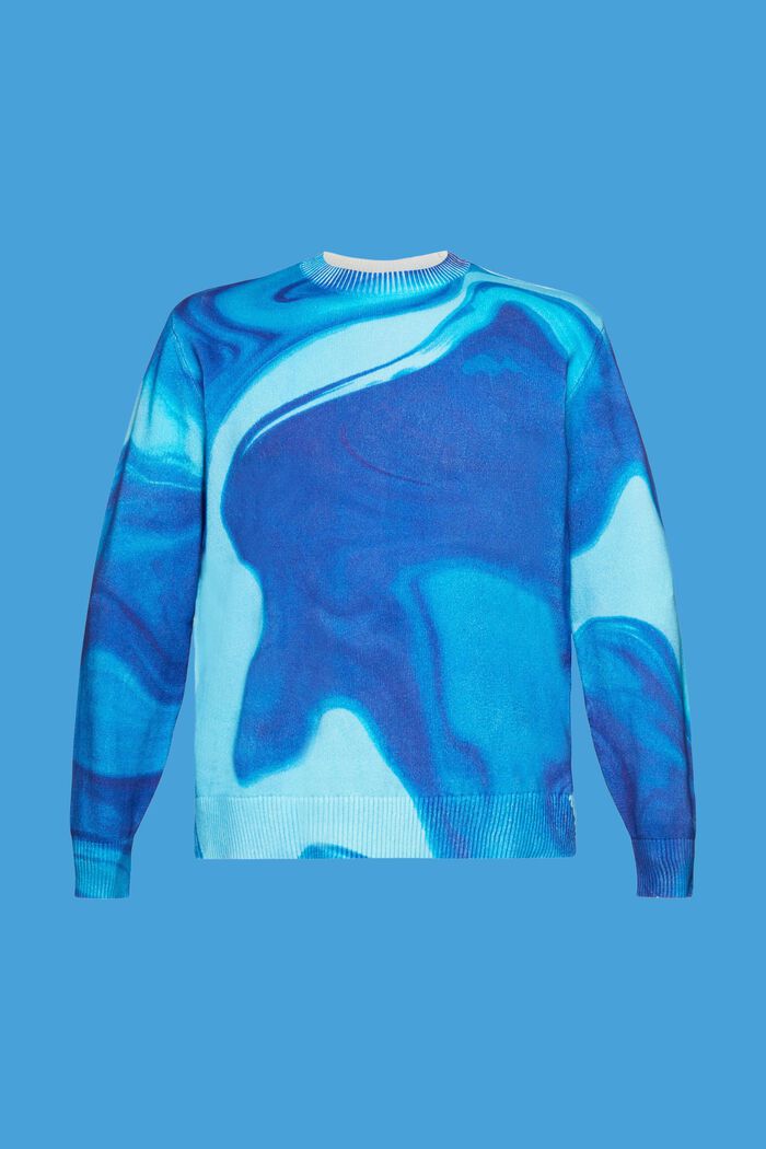 Bawełniany sweter ze wzorem na całej powierzchni, BLUE, detail image number 6