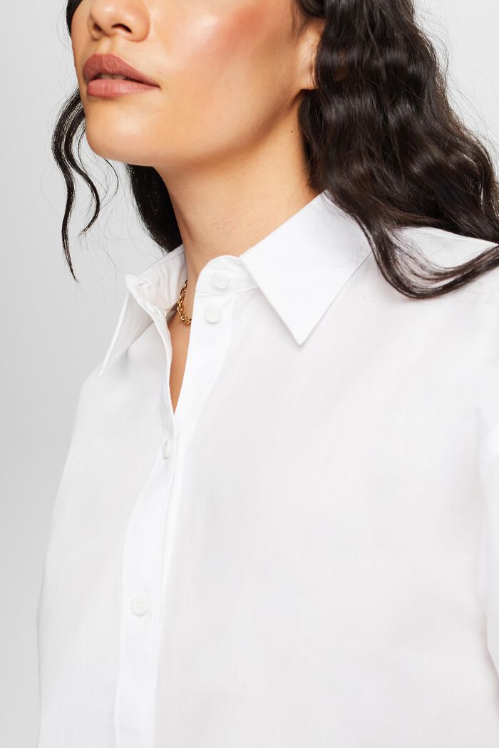 Bluzka koszulowa z popeliny, 100% bawełny, WHITE, detail image number 3