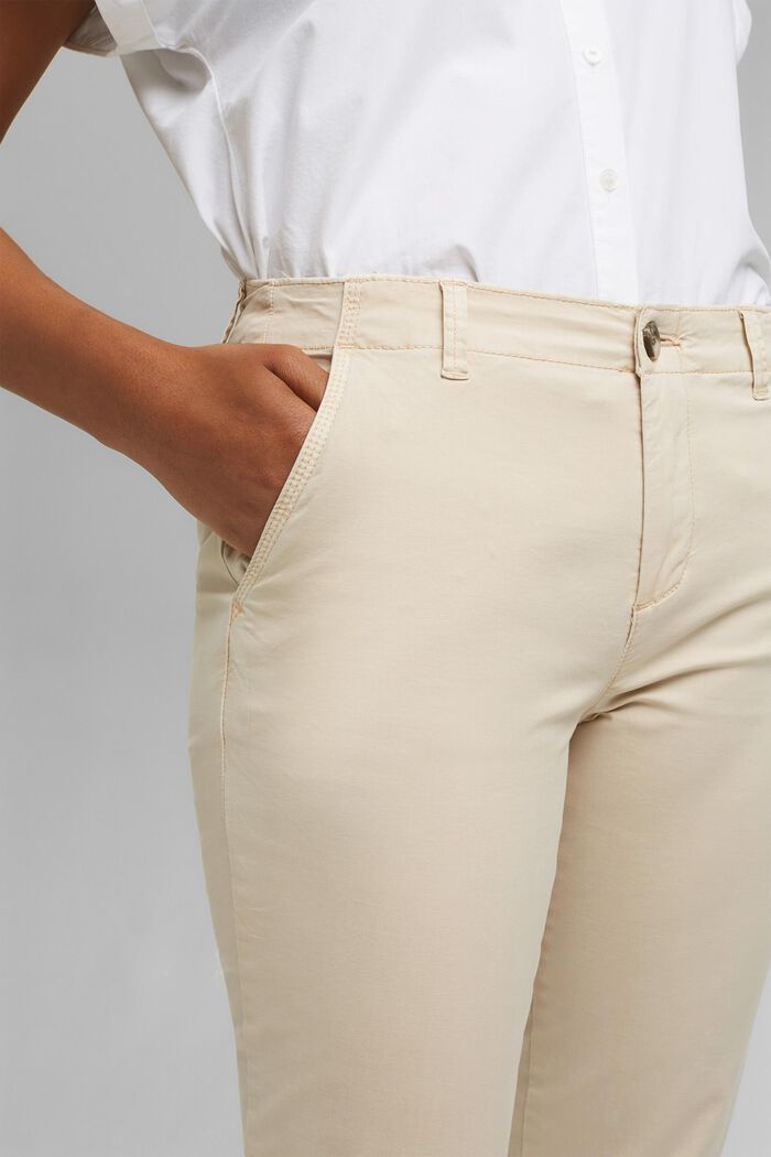 Elastyczne spodnie chino z bawełny ekologicznej pima, BEIGE, detail image number 2