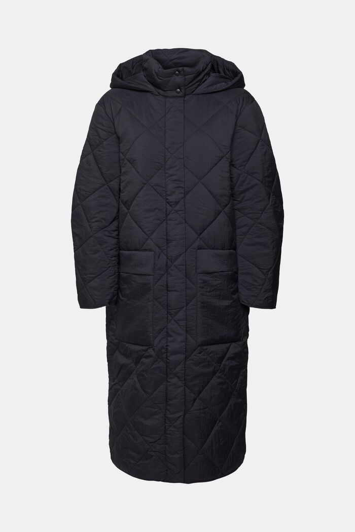 Pikowany płaszcz, BLACK, detail image number 6