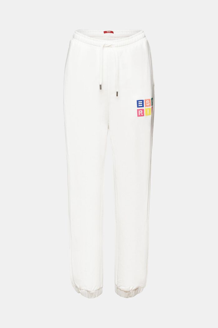 Spodnie dresowe z organicznej bawełny z haftowanym logo, OFF WHITE, detail image number 8