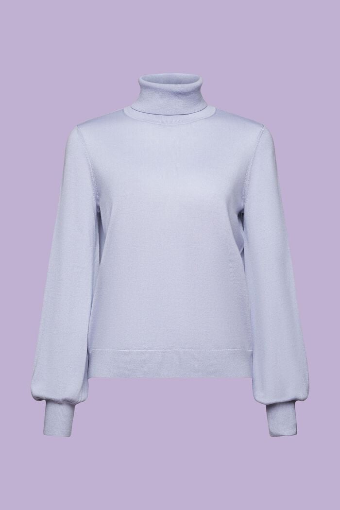 Wełniany sweter z półgolfem, LIGHT BLUE LAVENDER, detail image number 7