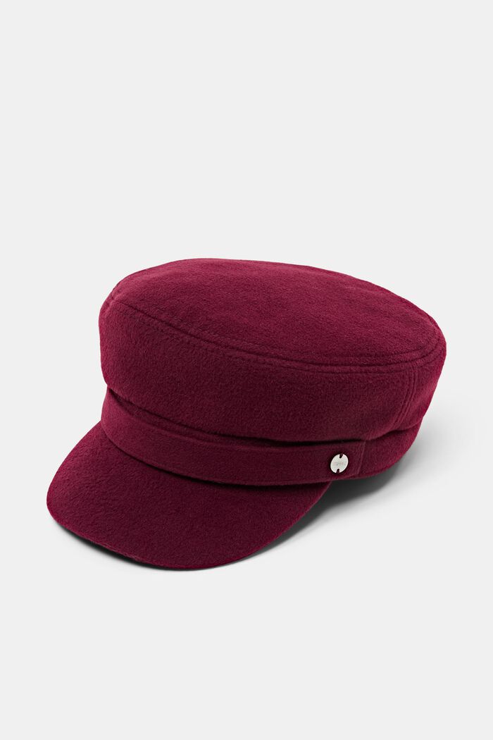 Filcowa czapka w militarnym stylu, AUBERGINE, detail image number 0