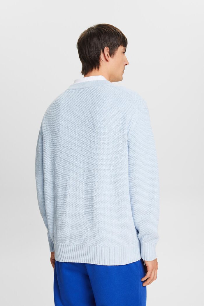 Bawełniany sweter z dekoltem w serek, LIGHT BLUE, detail image number 3