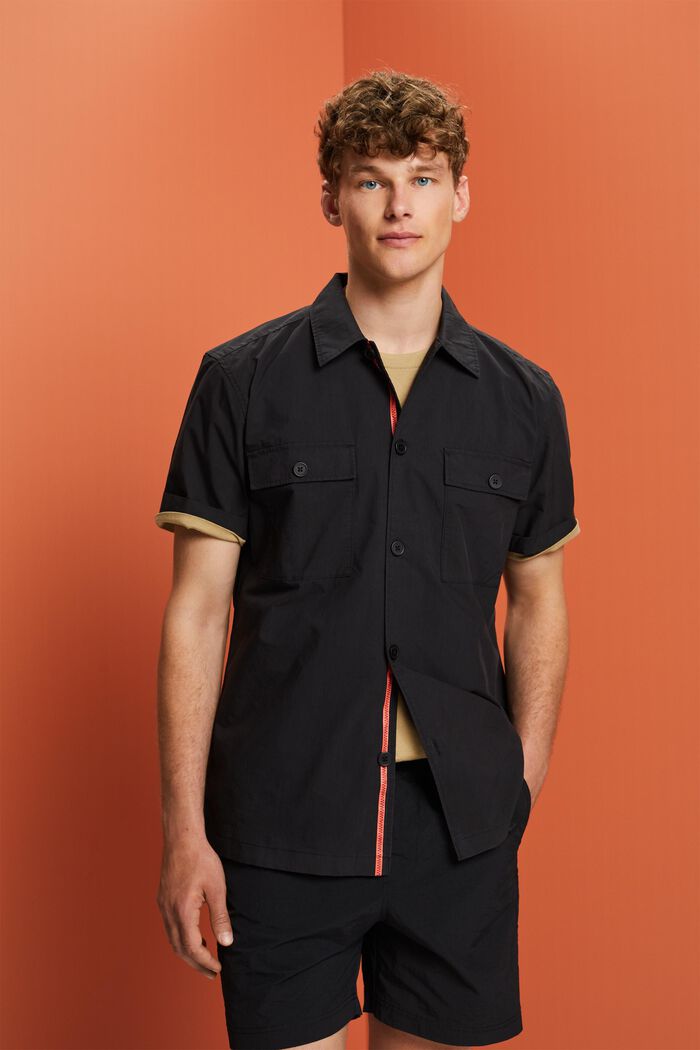Koszula z krótkim rękawem, mieszanka bawełniana, BLACK, detail image number 0