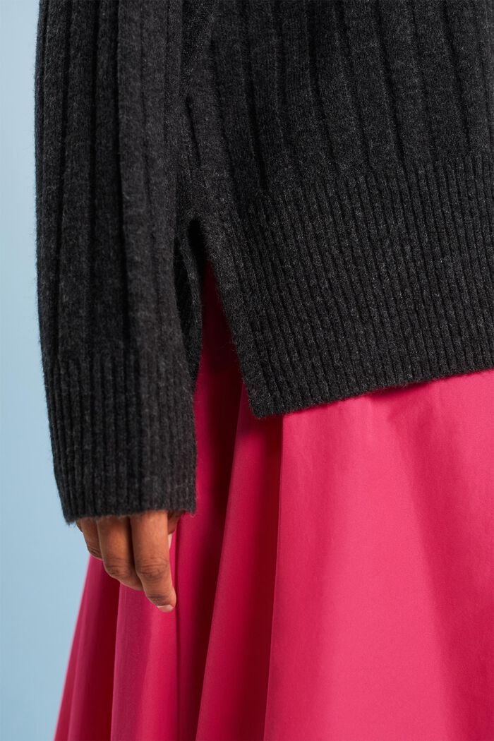 Sweter z prążkowanej dzianiny, ANTHRACITE, detail image number 3