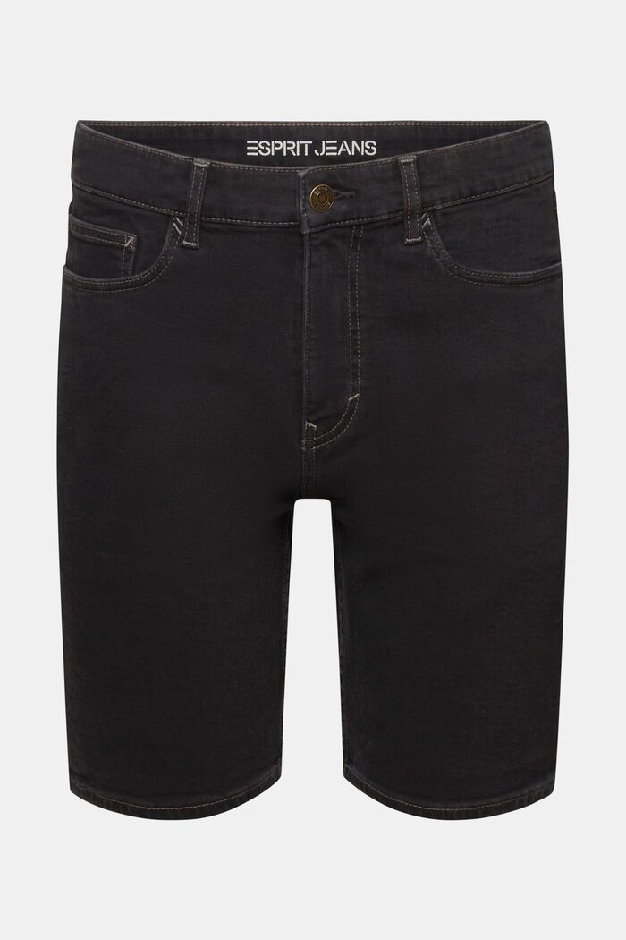 Dżinsowe szorty z prostymi nogawkami, BLACK DARK WASHED, detail image number 7