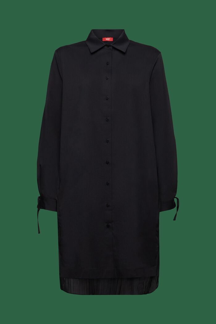 Marszczona sukienka koszulowa midi, BLACK, detail image number 5