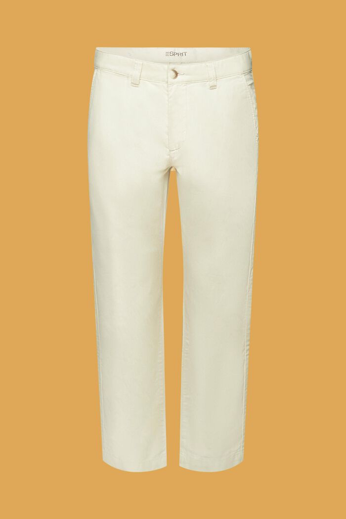 Spodnie z mieszanki bawełny i lnu, CREAM BEIGE, detail image number 6