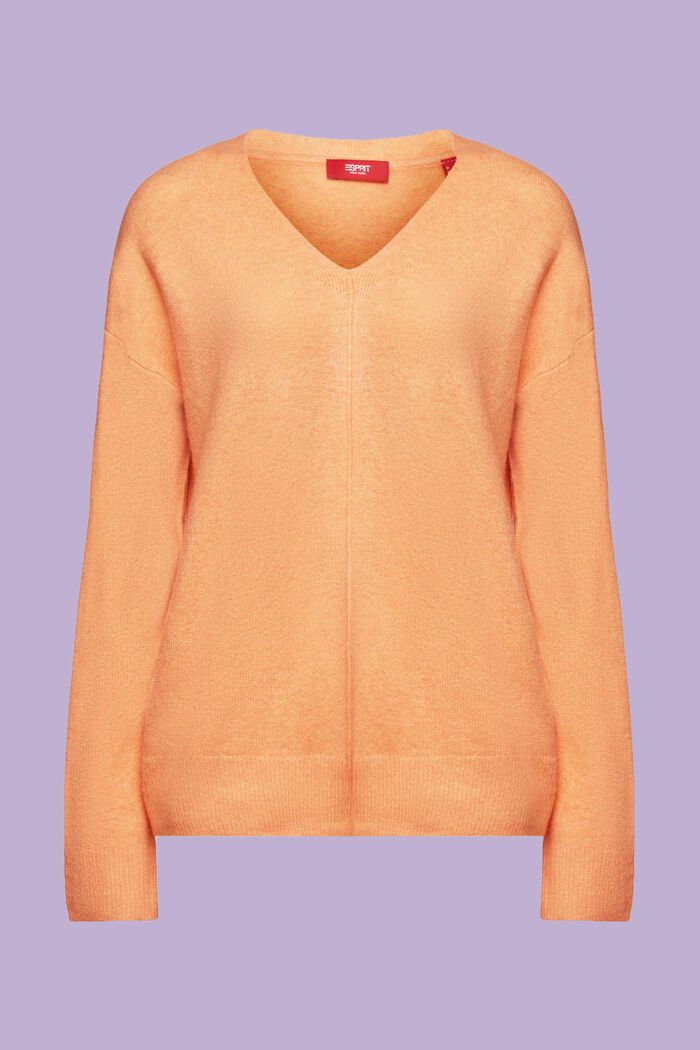 Sweter z dekoltem w serek z mieszanki wełnianej, PEACH, detail image number 5