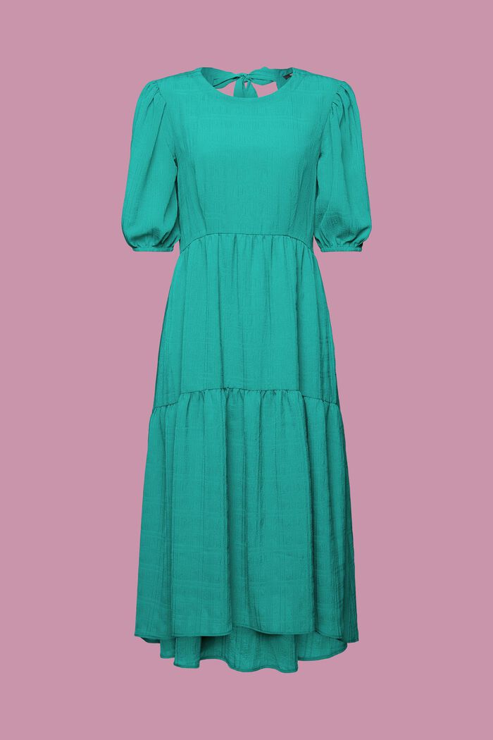 Cienka sukienka midi z balonowymi rękawami, EMERALD GREEN, detail image number 6