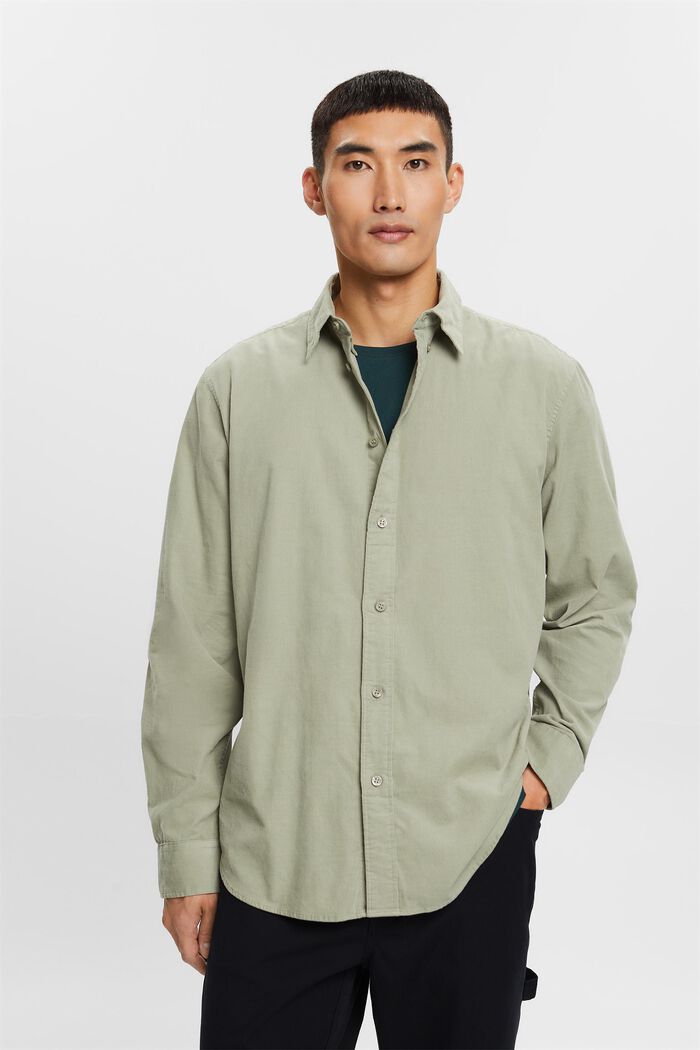 Sztruksowa koszula, 100% bawełny, DUSTY GREEN, detail image number 0