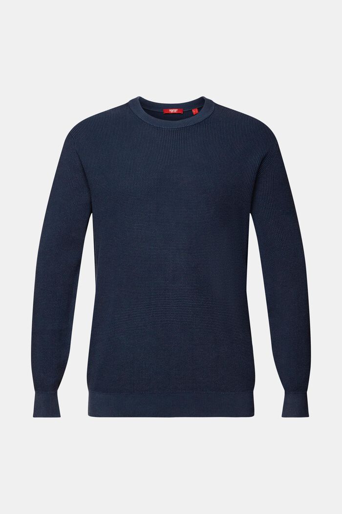 Sweter basic z okrągłym dekoltem, 100% bawełny, NAVY, detail image number 6