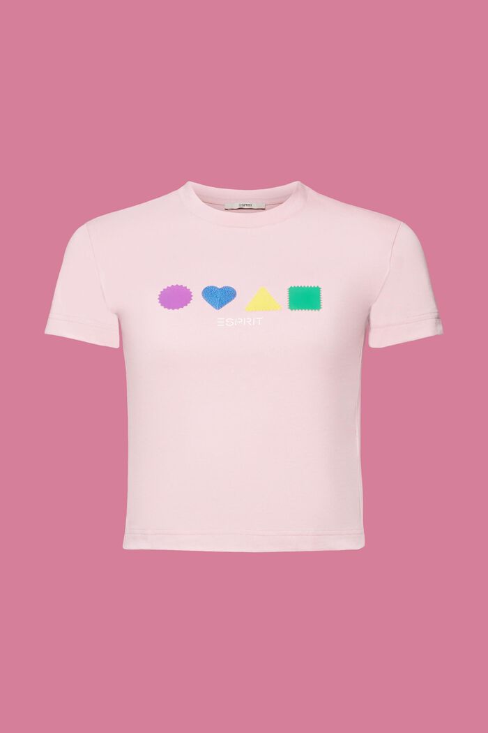 T-shirt z bawełny organicznej w geometryczny wzór, PINK, detail image number 6
