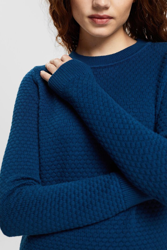 Sweter z fakturowanej dzianiny, NEW PATROL BLUE, detail image number 2