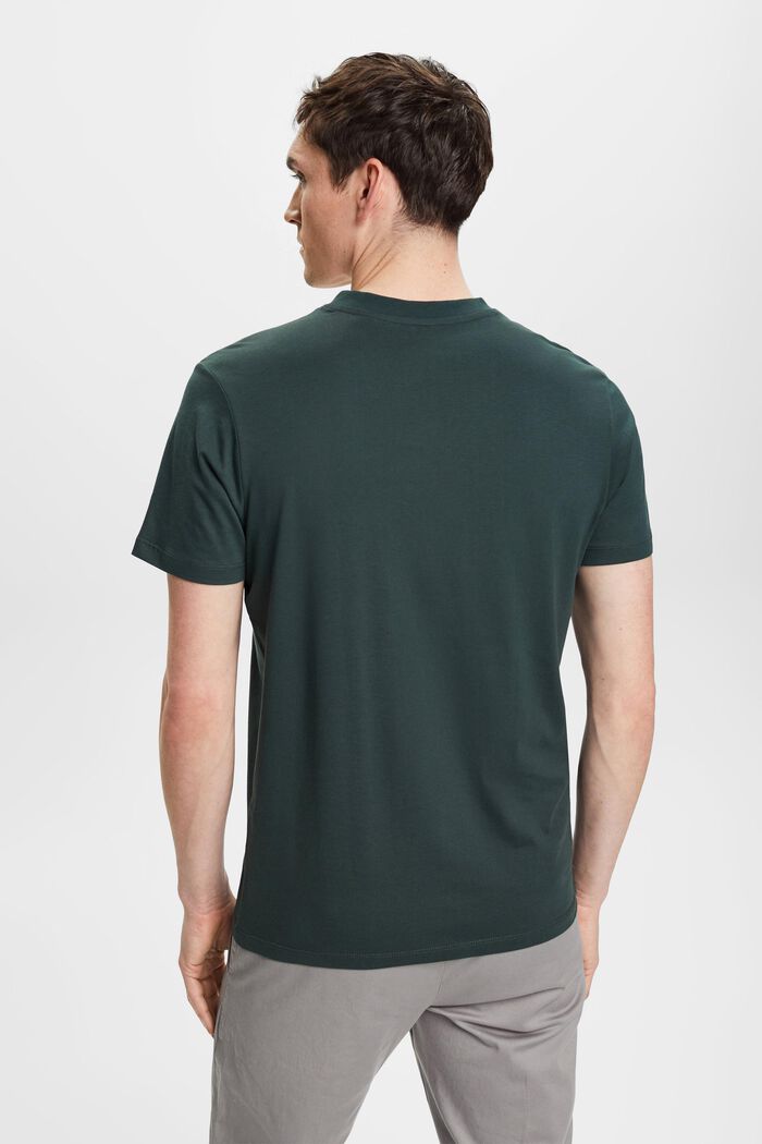 Bawełniany T-shirt z dekoltem w serek, slim fit, TEAL BLUE, detail image number 3