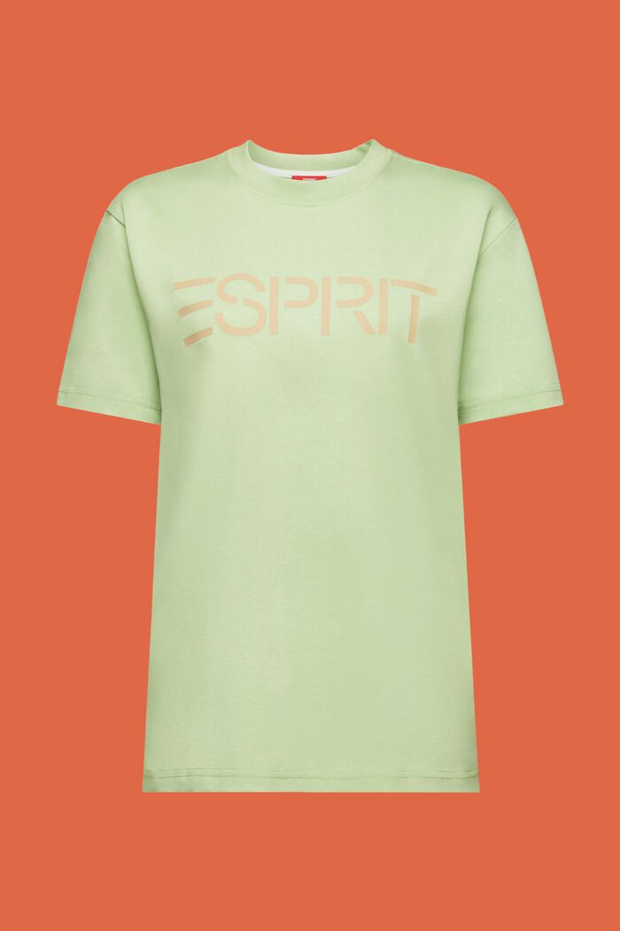 T-shirt z logo z bawełnianego dżerseju, unisex, LIGHT GREEN, detail image number 7