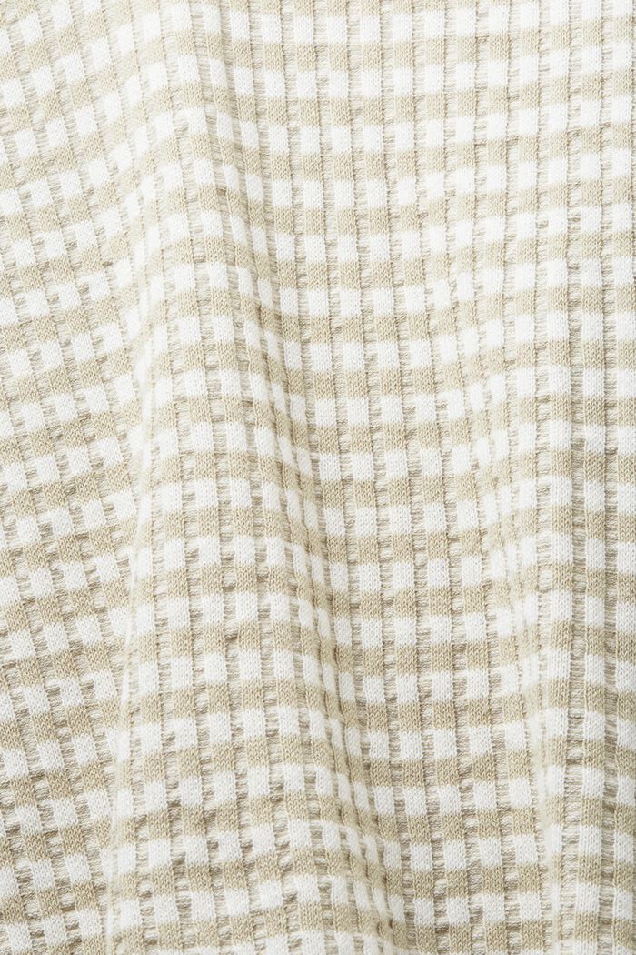 Prążkowany, pasiasty sweter z krótkim rękawem, DUSTY GREEN, detail image number 5