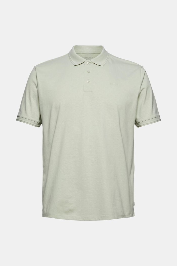 Z lnem/bawełną organiczną: koszulka polo z jerseyu, PASTEL GREEN, detail image number 0