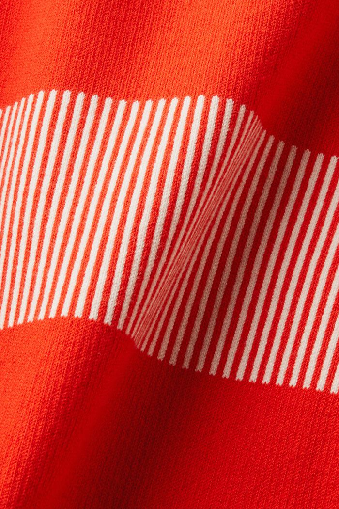 Sweter z prążkowanej dzianiny w paski, RED, detail image number 5
