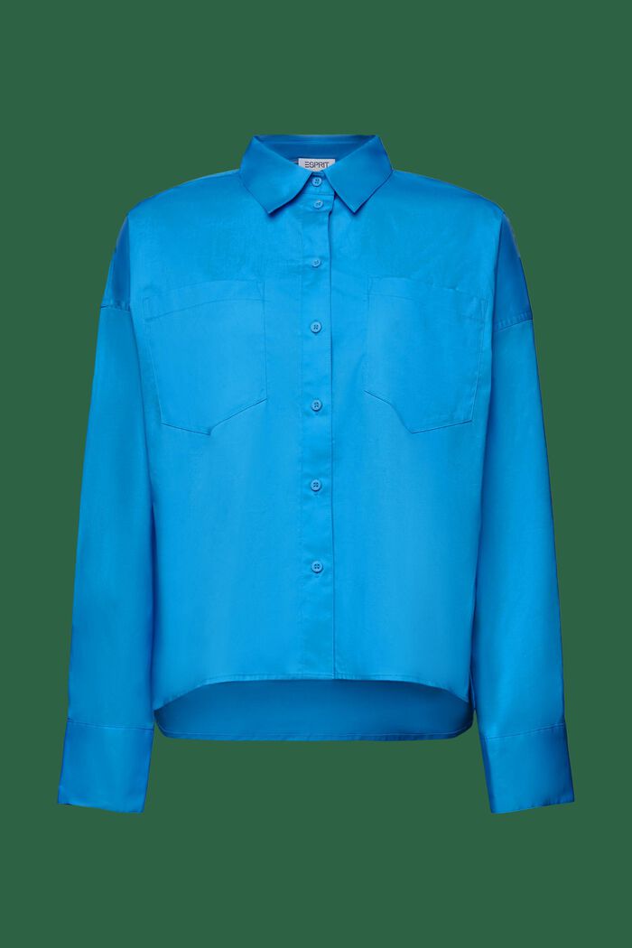 Koszula z bawełnianej popeliny na guziki, BLUE, detail image number 5