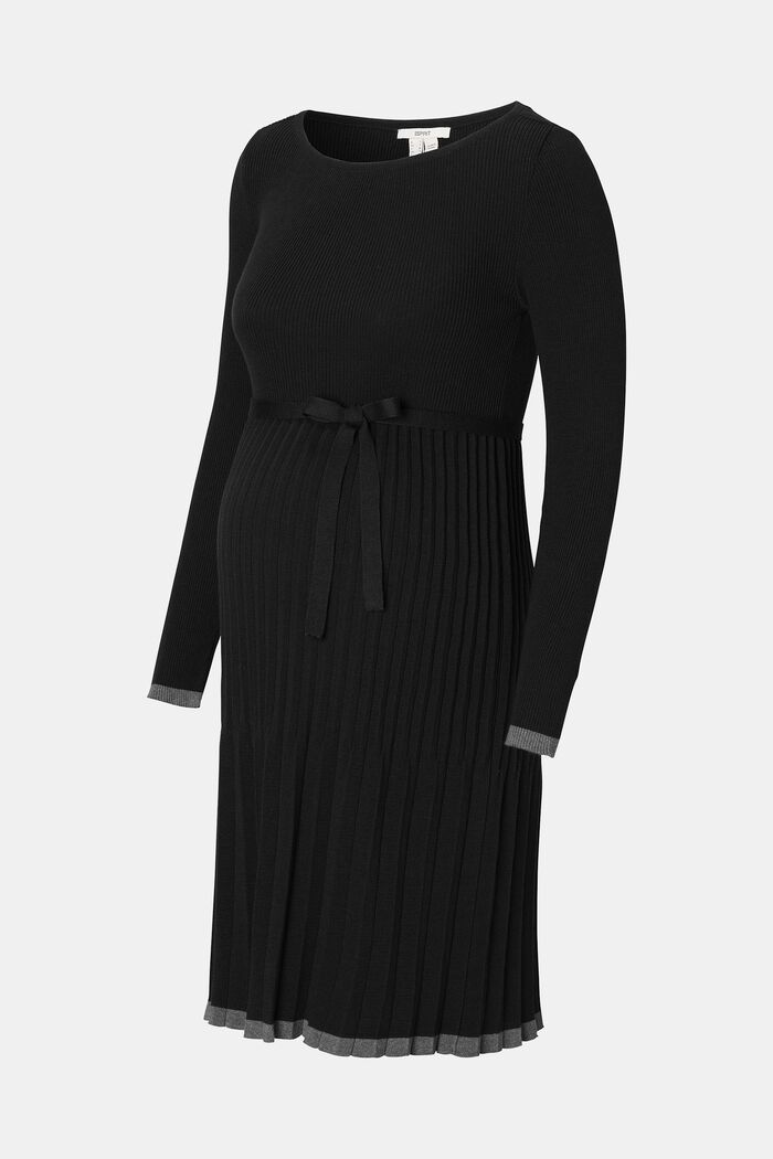 Plisowana sukienka z dzianiny, bawełna organiczna, BLACK INK, detail image number 1